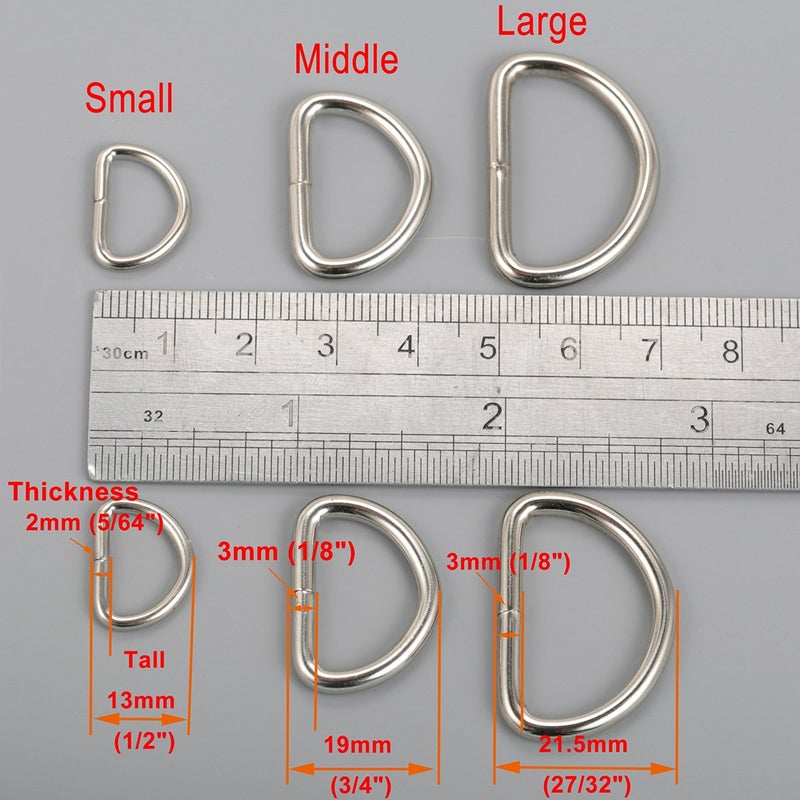 CrocSee Metal D Ring 1 inch Non Welded Nickel Plated Pack of 100 (Large) - Image 3